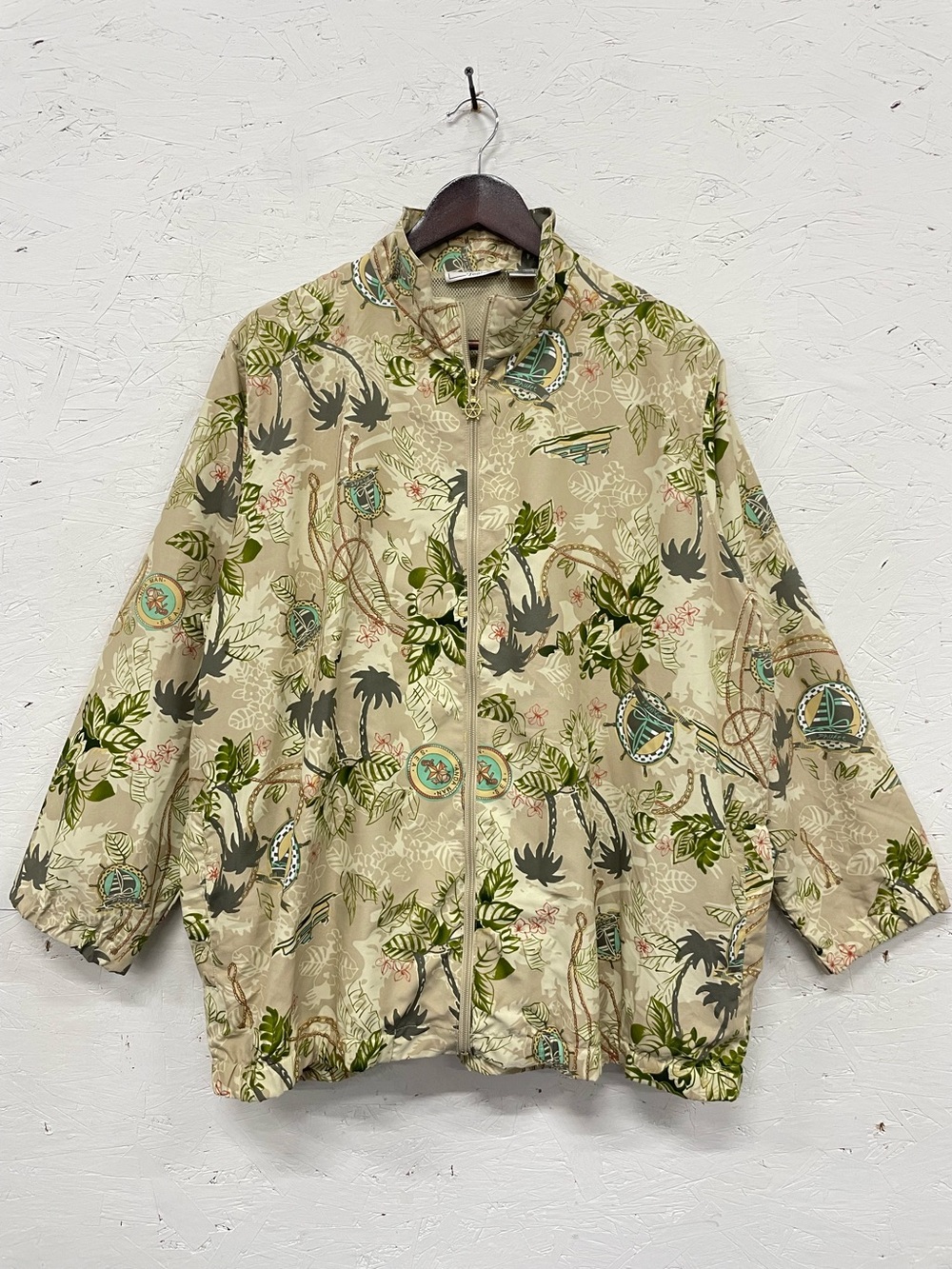 Vintage 90s Keneth Too Nautical Full-zip Lightweight Windbreaker Jacket, Size 1X